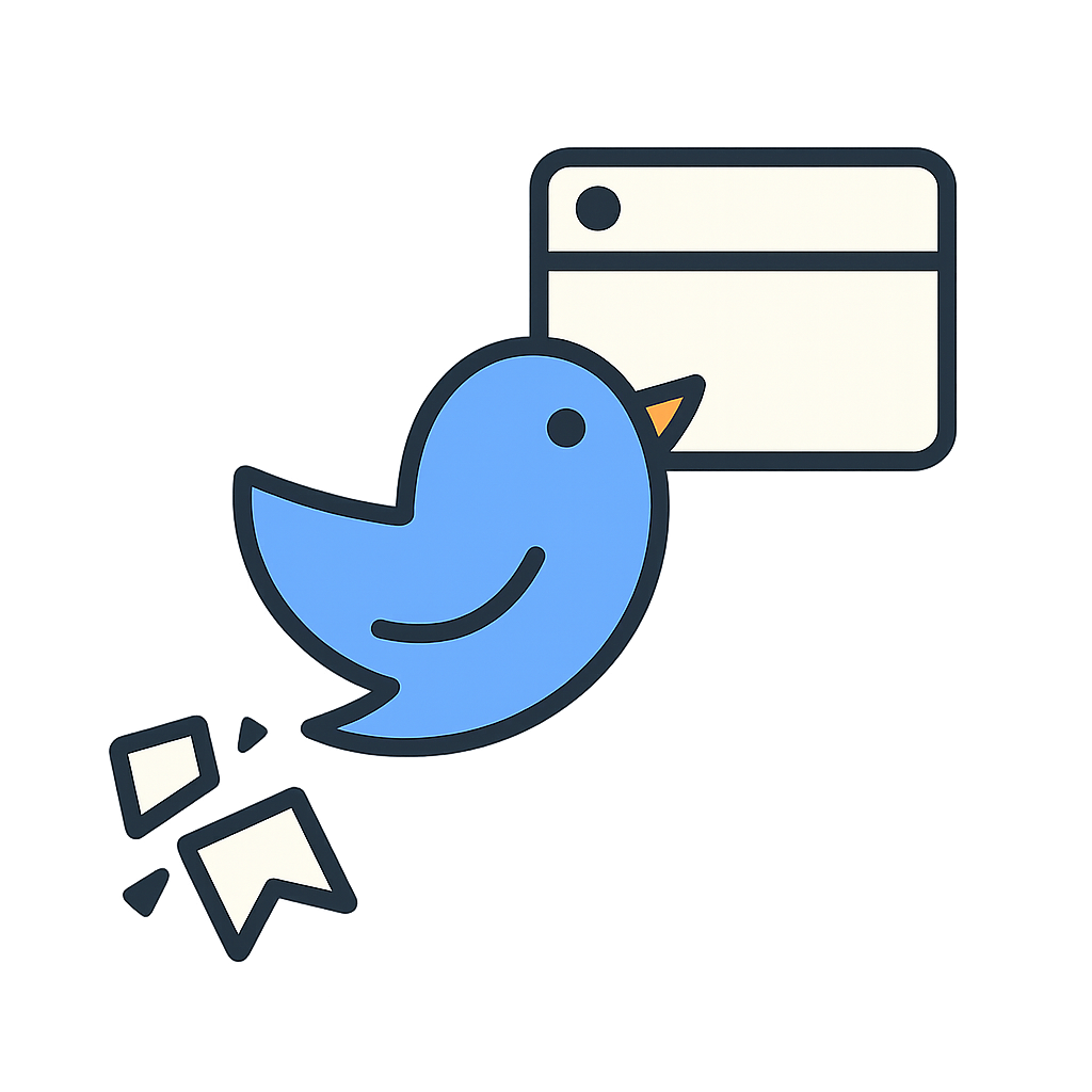 A blue bird carrying a browser tab